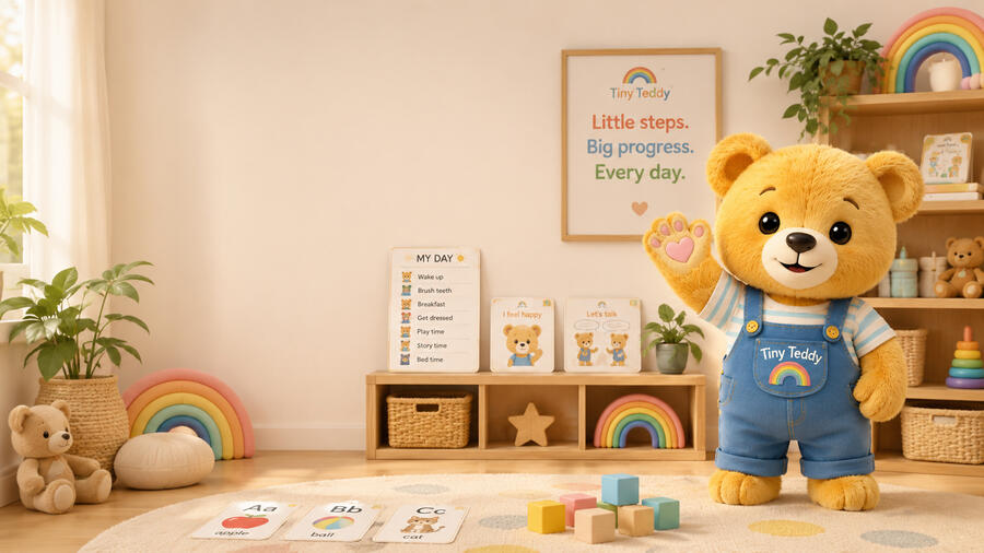 Tiny Teddy Learns toddler visual supports, routine charts and learning cards